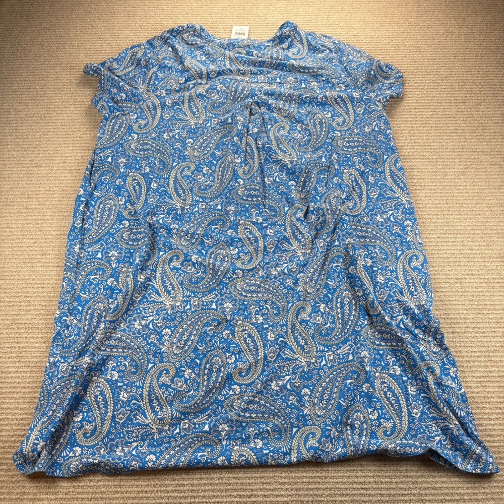 J. Jill Shift Dress Womens XL Blue Paisley Boho Mod Coastal Cotton Blend - Picture 12 of 13